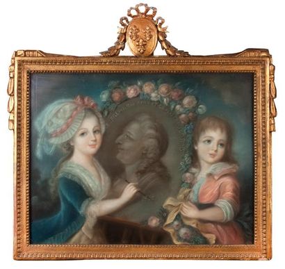 Ecole française du XVIIIème Les enfants de Louis XVI dessinant le portrait de leur...