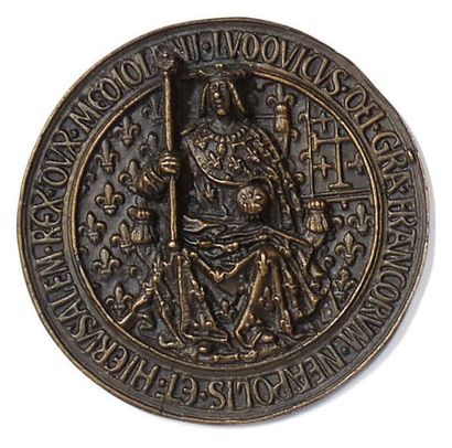 null Médaille en métal repoduisant un seau de Louis XII Diam: 9.5