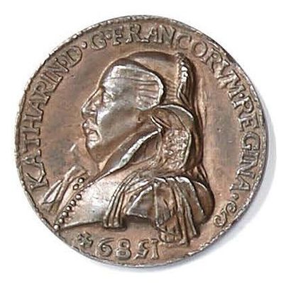null Catherine de Médicis (1519-1589) Médaille en Bronze A/ Profil R/Cycle composé...