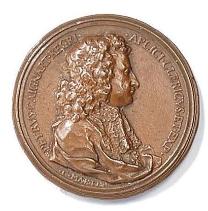 null Pierre Caignart Médaille en bronze modèle de C. Martin A/Profil au jabot de...