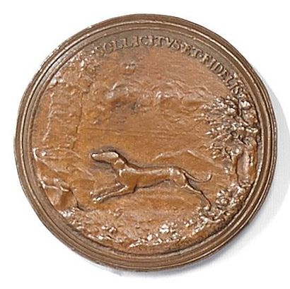 null Pierre Caignart Médaille en bronze modèle de C. Martin A/Profil au jabot de...