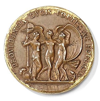null Anne de Montmorency (1493-1567) Médaille patinée or sur une face A/ Buste cuirassé...