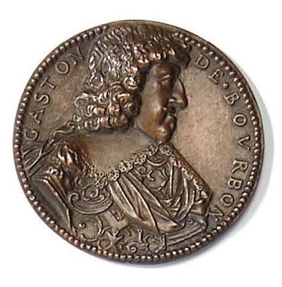 null Gaston de Bourbon, duc d'Orléans (1608 -1660 ) Médaille en bronze A/ Profil...