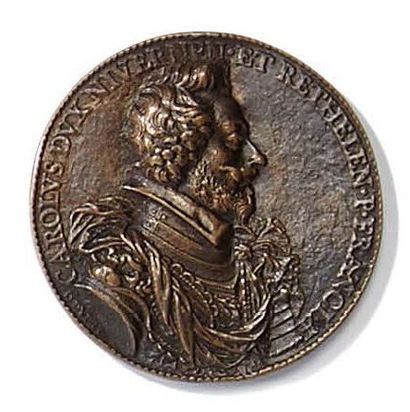 null Charles duc de Nevers et de Rethel médaille en bronze Signée Guillaume Dupré...