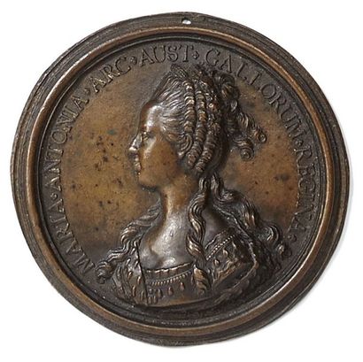 null Marie Antoinette Médaille en bronze dans le goût de Jean Baptiste Nini Diam:...