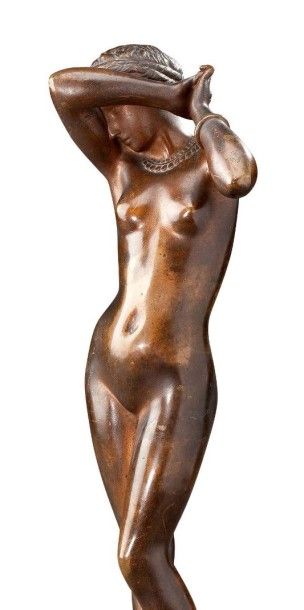 Falguière Belle statuette en bronze ciselé à patine mordorée représentant une Vénus...