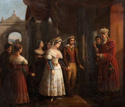 Ecole Italienne du XIXème siècle Le mariage orthodoxe Sur sa toile d'origine 66,5...