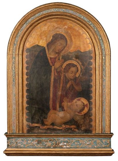 Dans le goût de Filippino LIPPI Vierge à l'enfant et Saint Jean-Baptiste Panneau...