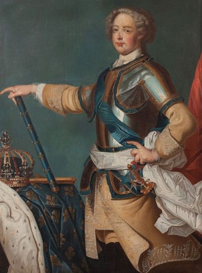 Ecole Française du XVIIIème siècle Portrait d'homme en armure Huile sur toile dans...
