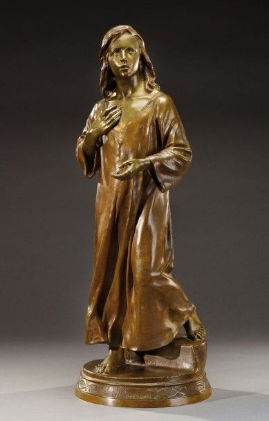 Raoul LARCHE (1860-1912) «Jésus au milieu des docteurs» Epreuve en bronze à patine...