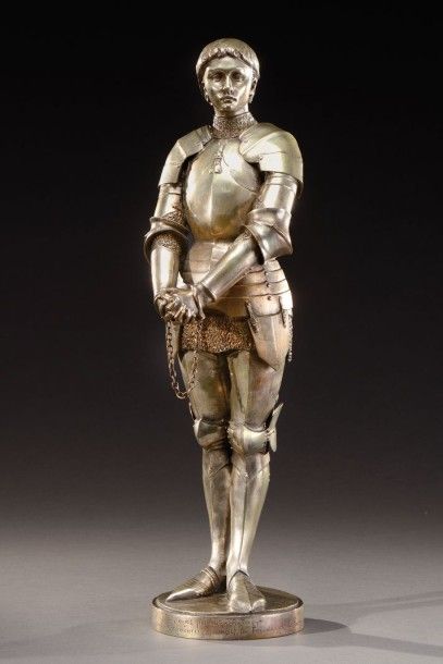 ERNEST BARRIAS (1841-1905) «Jeanne d'Arc devant ses juges» Sculpture en bronze à...