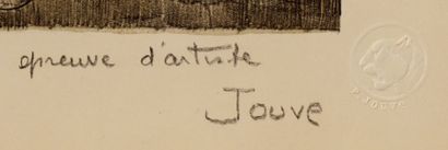 Paul JOUVE (1878-1973) «Les deux Jaguars» Lithographie originale en couleur. Epreuve...