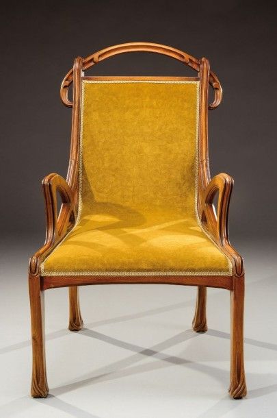 EUGENE GAILLARD (1862-1932) Exceptionnel ensemble de salon comprenant deux fauteuils...