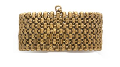 null Large bracelet en or jaune 18k articulé de sept rangs de maillons circulaires...