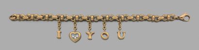 CHOPARD "I love you" Bracelet articulé en or 18k retenant des breloques formant un...