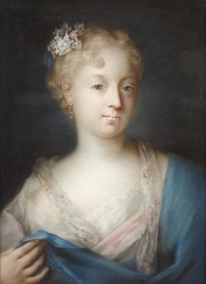 Ecole vénitienne vers 1800, suiveur de Rosalba CARRIERA Portrait d'une jeune femme...