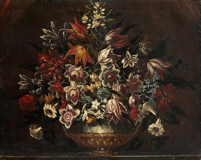 Ecole espagnole du XVIIIème siècle, suiveur de Juan de ARELLANO Vase de fleurs sur...