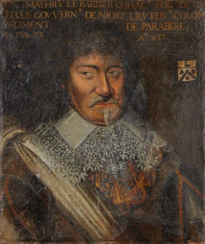 ECOLE FRANCAISE DU XVIIème SIECLE Portrait de Mathieu Le Barbier, gouverneur de Niort...