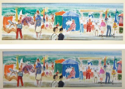 Pierre GAILLARDOT (1910-2002) Les planches à Deauville, circa 1970 Aquarelle Signé...