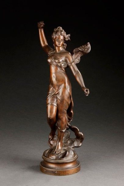 D'après Hippolyte MOREAU (1832 - 1927) Important sujet en bronze à patine brune figurant...