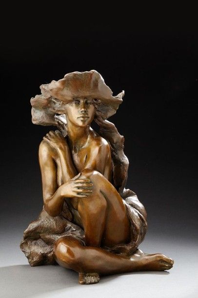 Jacques LE NANTEC (Né en 1940) Annabelle II Bronze à patine brune, signée et datée2001...