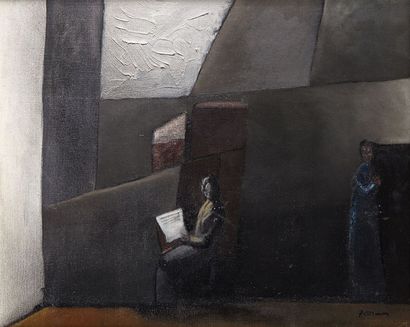 Paul ACKERMAN (1908-1981) La lecture Huile sur toile, signée en bas à droite 54 x...