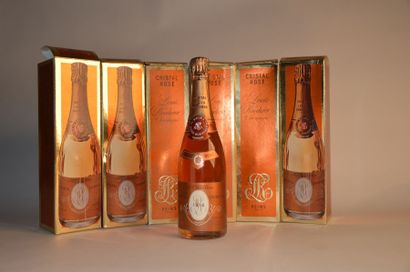 null 6 B CHAMPAGNE CRISTAL Rosé (étuis individuels sales) e.l.s; coiffes légèrement...