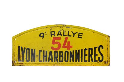 null Plaque 9ème rallye Lyon Charbonnières concurrent n°54 1956