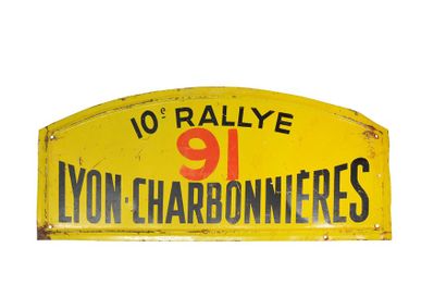 null Plaque 10ème rallye Lyon Charbonnières concurrent n°91 1957