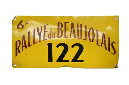 null Plaque 6ème Rallye du Beaujolais, circa 1950 concurrent n° 122, état d'usag...