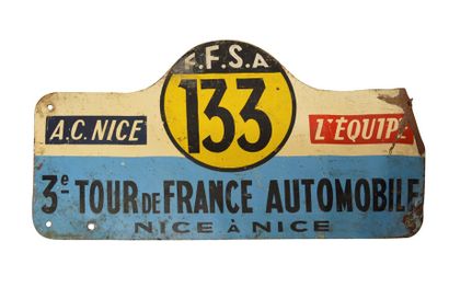 null Plaque 3e Tour de France Automobile, 1953 Concurrent N°133 mauvais etat