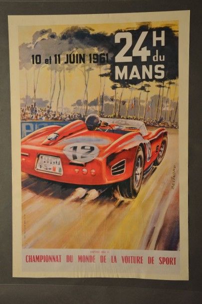 null Affiche repro des 24h du Mans 1961 50 x 75 cm (très bon état)