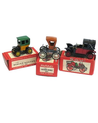 null Lot de 3 miniatures RAMI neuves en boîte comprenant une GAUTHIER 1897, un TAXI...