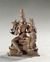 INDE Bronze de Vichnou et Lakshmi Epoque Chola Probablement XII-XIIIème siècle H:...