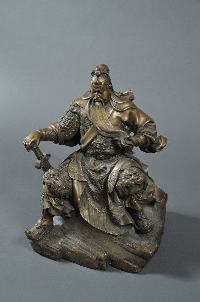 null Guerrier des royaumes combattants Belle figurine en bronze représentant un guerrier...