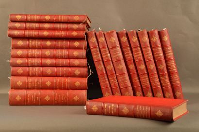 HUGO, Victor "Oeuvres complètes" 19 Tomes en 18 Volumes Reliure en demi basane rouge...