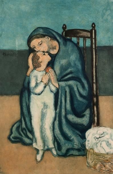 JACQUES VILLON Maternité d'après Picasso (Ginestet et Pouillon E 670) 64,5 x 42 cm....
