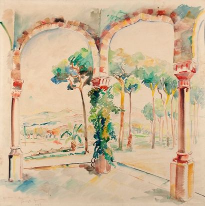 Georges Albert CYR (1880-1964) Résidence des Pins à Beyrouth, 1943 Aquarelle, signée...