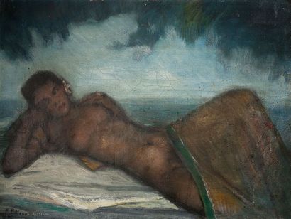 Federico BELTRAN MASSES (1885-1949) Vahiné alanguie Huile sur toile, signée en bas...