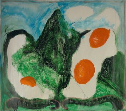 Jean MESSAGIER (1920-1999) 
Prise du Machu-Pichu par les oeufs sur le plat, 1978
Acrylique...