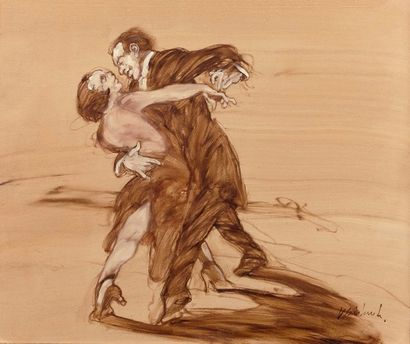 Claude WEISBUCH (1927-2014) 
Les danseurs de tango
Huile sur toile, signée en bas...