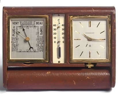 JAEGER LECOULTRE Vers 1940 Ados baromètre thermomètre. Réveil de voyage 8 jours gainé...