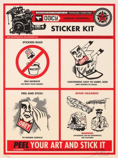 Obey GIANT (Shepard Fairey) (né en 1970) Sticker Kit Sérigraphie numérotée 57/450...