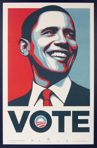 Obey GIANT (Shepard Fairey) (né en 1970) Obama (2008) Sérigraphie numérotée à 5000...