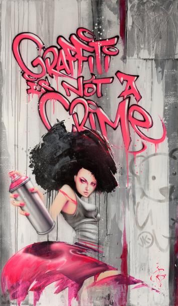 KALOUF (né en 1978) Graffiti is not a crime 2013 Bombe acrylique et aérographe sur...