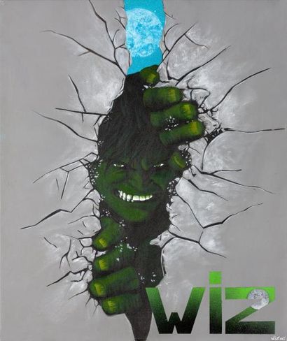 WIZ Le Hulk Huile sur toile 55 x 45 cm