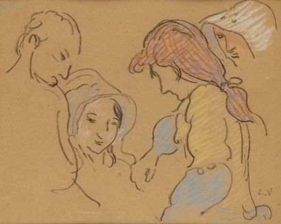 Louis VALTAT (1869-1952) Etudes de visages, Arcachon, circa 1895-1896
Crayons de...