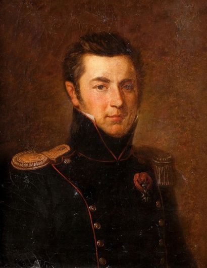 ECOLE FRANCAISE DU XIXème siècle Portrait d'un officier Sur sa toile d'origine, signé...
