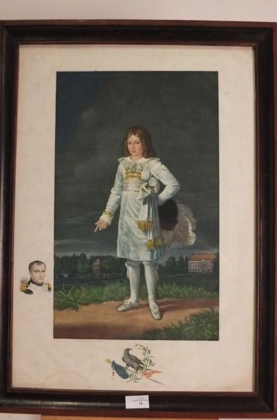 null « Le Duc de Reichstadt » 
Gravure en couleur, avec buste de l'Empereur Napoléon...