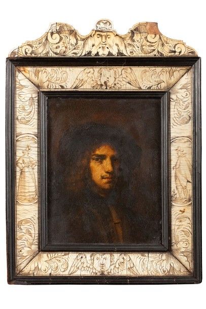 Ecole hollandaise d'après Rembrandt 
Portrait d'homme 
Huile sur panneau 17.5 x 13.5...